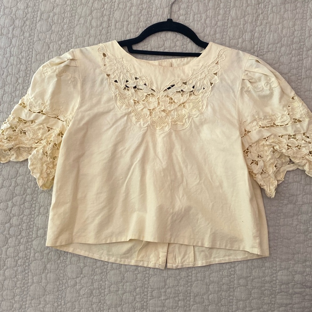 Vintage Nancy Johnson Cropped Lace Top